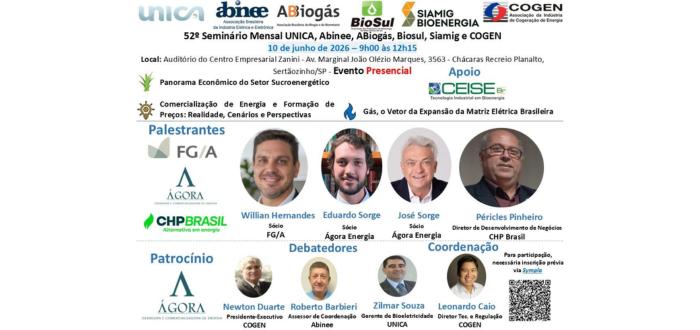 52º Webinar UNICA, Abinee, ABiogás, Biosul, Siamig e COGEN